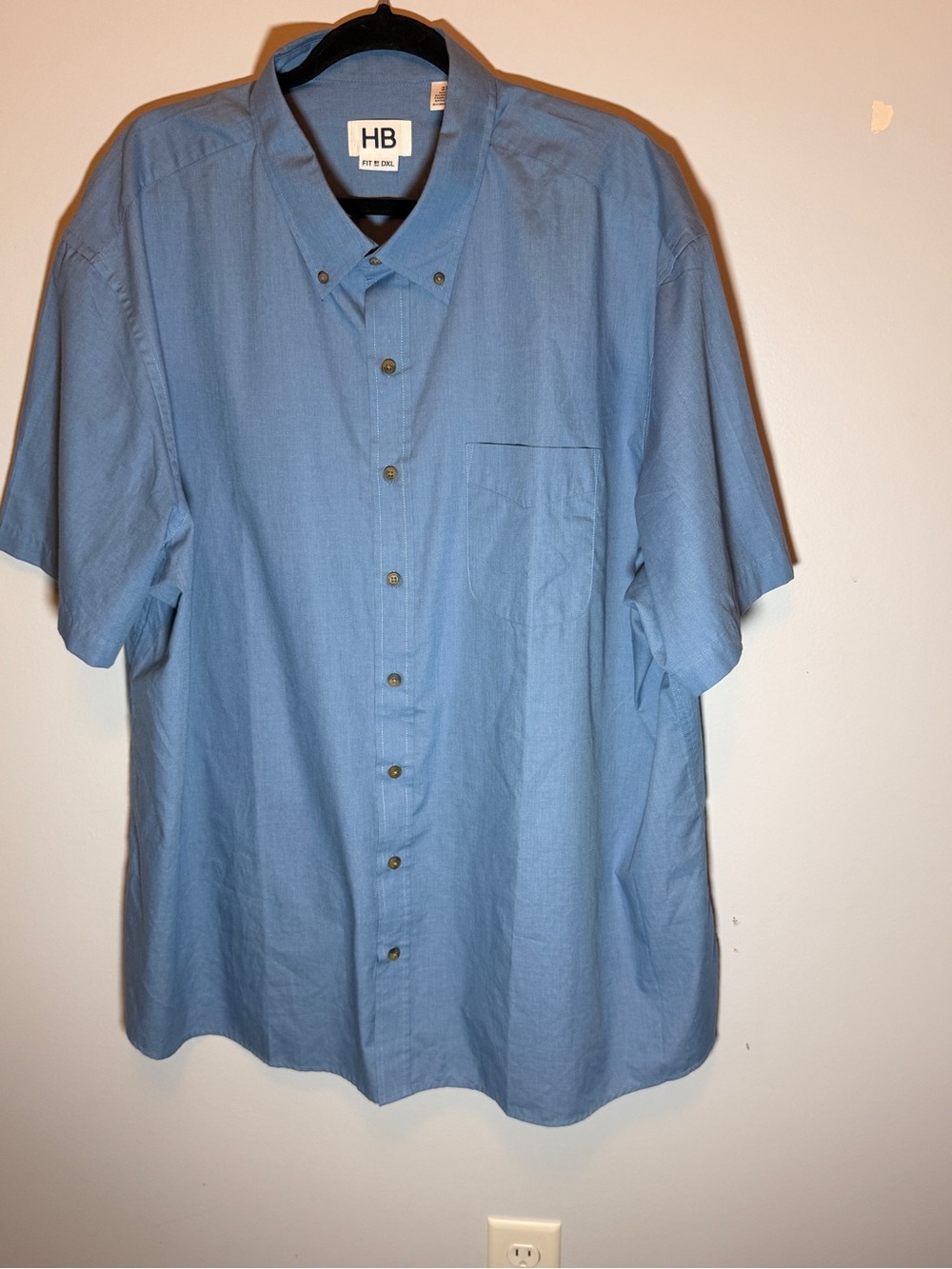 Harbor Bay Men's Light Blue Short-Sleeve Button-Down Shirt